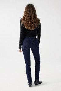 DARK WASH SLIM LEG SECRET PUSH IN JEANS