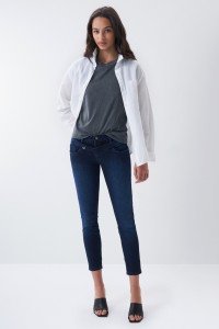 HOPE CROPPED MATERNITY JEANS IN DARK DENIM