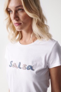 T-SHIRT AVEC LOGO SALSA EN PERLES