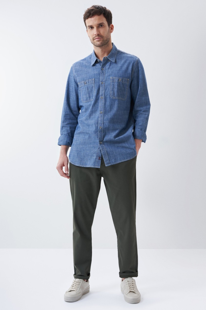 DENIM REGULAR FIT EFFECT SHIRT