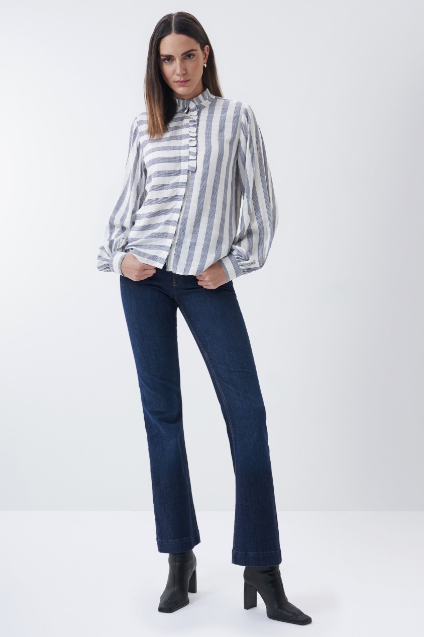 STRIPED SHIRT WITH RUFFLES