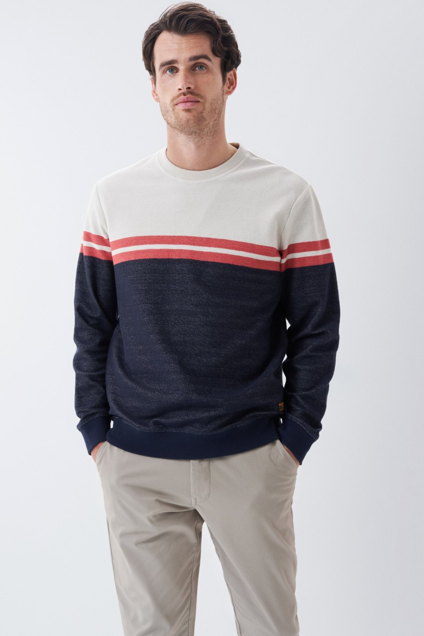 JUMPER WITH PANEL AND STRIPES