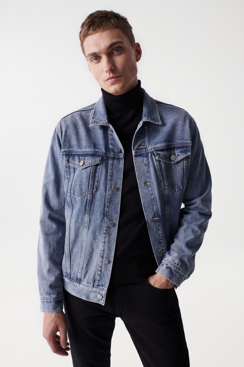 VINTAGE-BLOUSON AUS DENIM, S-REPEL