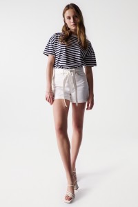 UNBLEACHED FAITH PUSH IN SHORTS WITH BELT