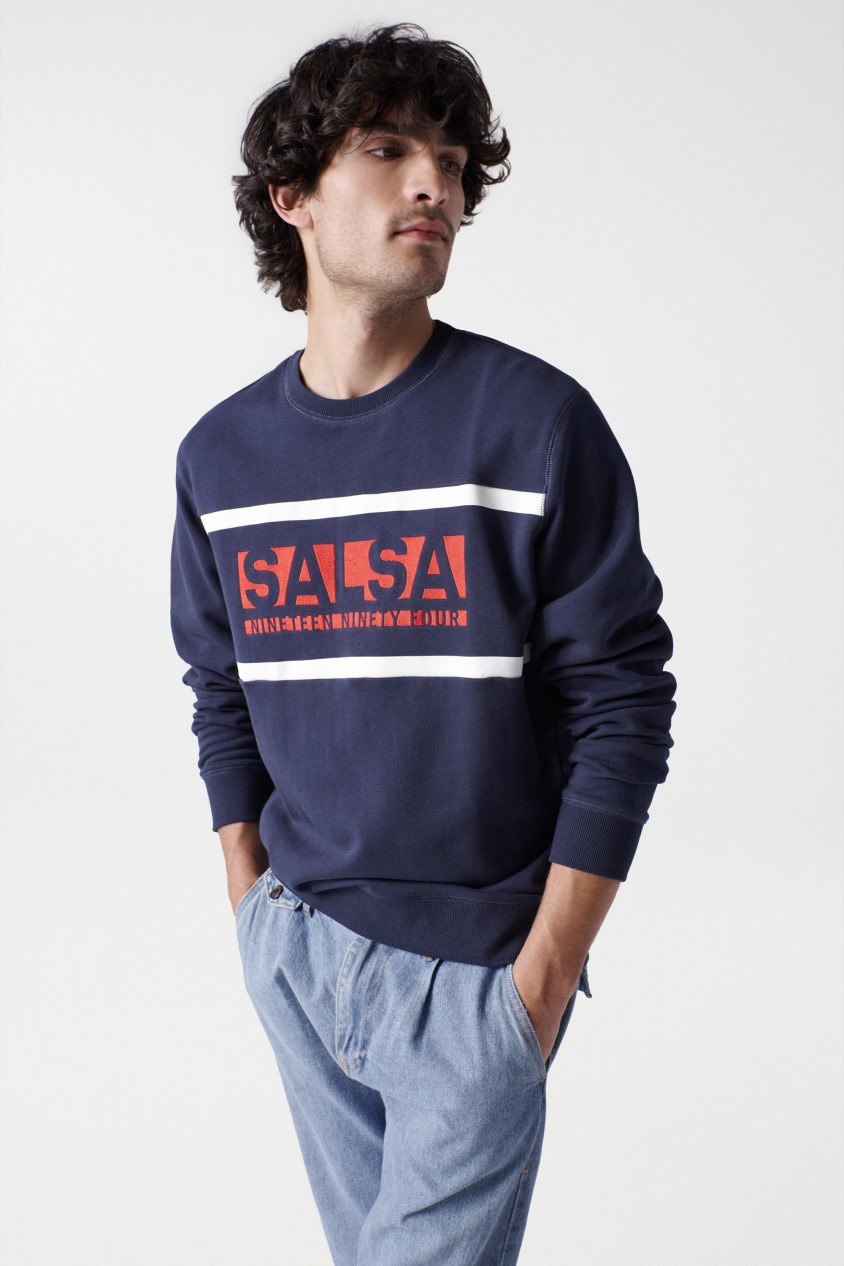 SWEAT-SHIRT AVEC LOGO SALSA ET RAYURES SUR LA POITRINE