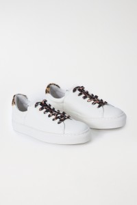 LEATHER TRAINERS WITH ANIMAL PRINT LACES