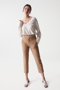 CROPPED SLIM PANTS WITH HIGH WAIST