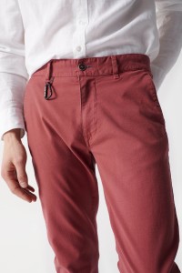 SLIM BRICK RED CHINO TROUSERS