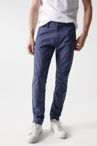 CHINO-HOSE, SLIM, BLAU