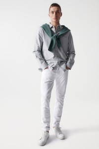 SLIM WHITE SERGE TROUSERS