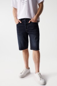 BERMUDA EN JEAN REGULAR BLEU FONC