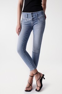 JEANS MYSTERY PUSH UP CROPPED SKINNY DETALHE NOS BOLSOS