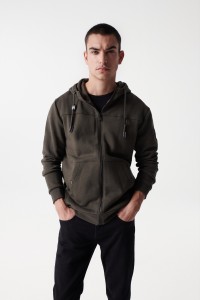 PADDED HOODIE IN MIXED FABRICS