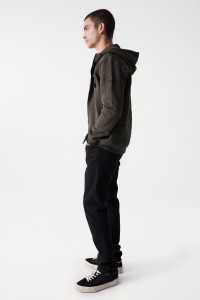 PADDED HOODIE IN MIXED FABRICS