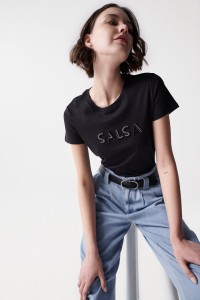 T-SHIRT NOIR AVEC LOGO SALSA