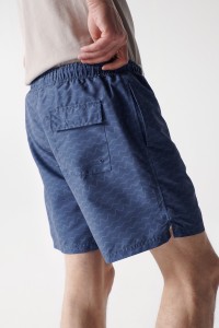 SWIMMING SHORTS WITH PRINT DESIGN AND DRAWSTRING