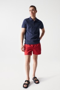 RED SWIMMING SHORTS WITH DRAWSTRING