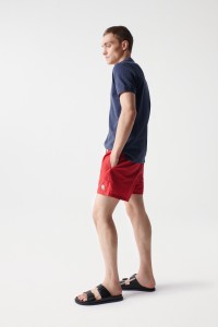 RED SWIMMING SHORTS WITH DRAWSTRING