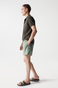 GREEN SWIMMING SHORTS WITH DRAWSTRING