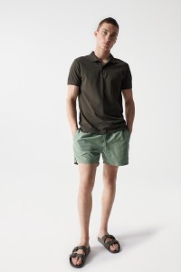 GREEN SWIMMING SHORTS WITH DRAWSTRING