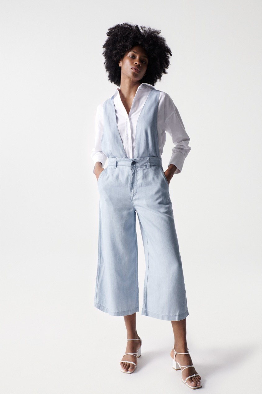 BLEACHED CULOTTE LIGHTDENIM JUMPSUIT