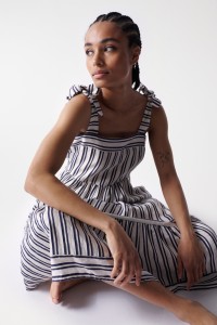 STRIPED DRESS WITH RUFFLES