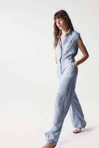 HIGH-WAISTED LIGHTDENIM JUMPSUIT