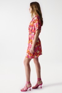 SATIN-FEEL PRINT DRESS