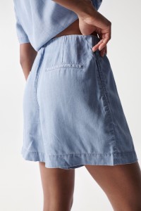 REGULAR LIGHTDENIM PLEATED SHORTS