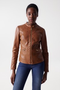 BLOUSON EFFET CUIR COUPE SLIM