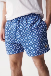 SWIMMING SHORTS WITH PRINT DESIGN AND DRAWSTRING