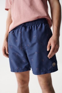 SWIMMING SHORTS WITH PRINT DESIGN AND DRAWSTRING