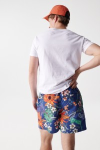 SWIMMING SHORTS WITH PRINT DESIGN AND DRAWSTRING