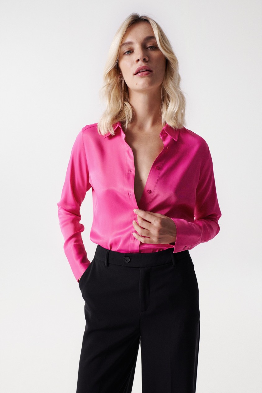 PLAIN SATIN-FEEL SHIRT