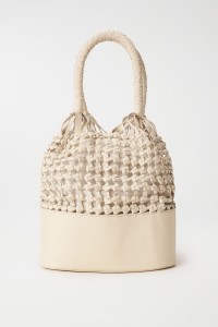 LEATHER HANDBAG WITH WOVEN EFFECT