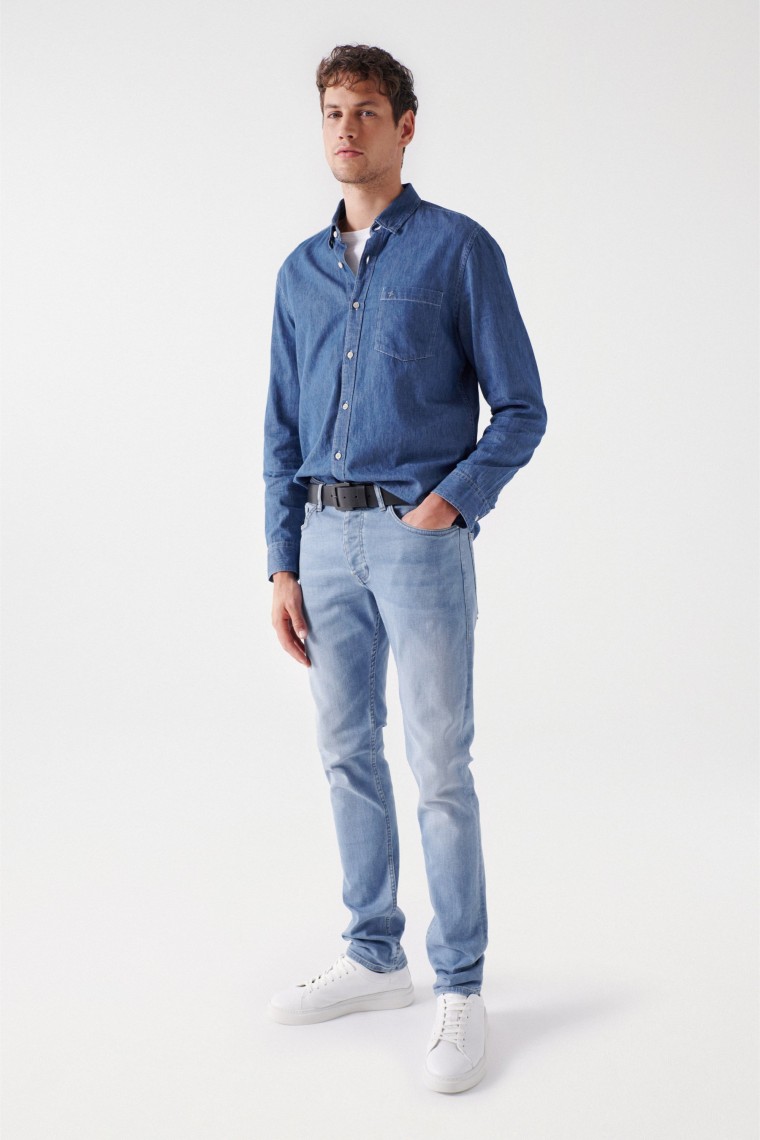 CHEMISE EN DENIM COUPE DROITE