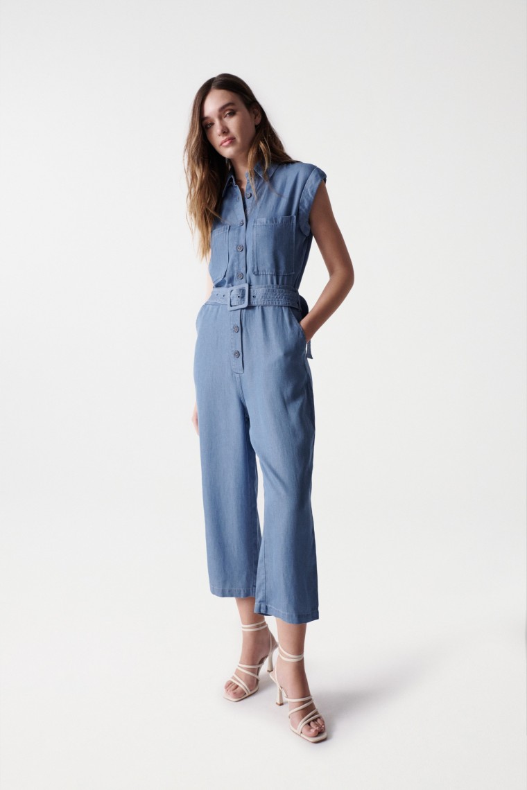 LIGHTDENIM JUMPSUIT WITH BELT