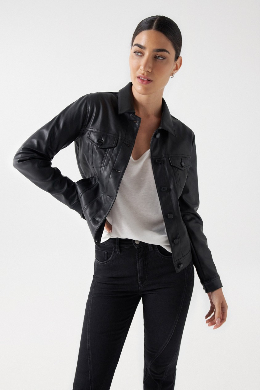 BLOUSON EFFET CUIR COUPE SLIM