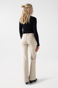 LEATHER EFFECT DESTINY PUSH-UP FLARE TROUSERS