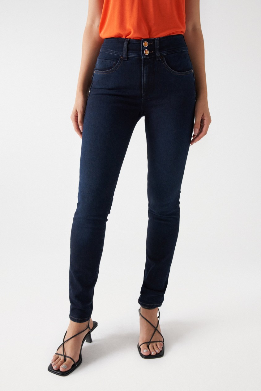 SECRET PUSH IN-JEANS MIT GLANZEFFEKT