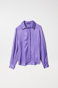 SATIN-FEEL SHIRT WITH METALLIC APPLIQUS