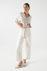 LINEN SHIRT WITH FRONT KNOT