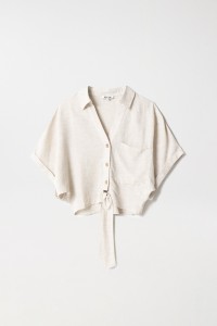 LINEN SHIRT WITH FRONT KNOT