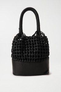 LEATHER HANDBAG WITH WOVEN EFFECT