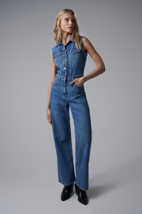 MACACO EM DENIM TRUE WIDE LEG