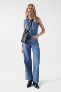 MACACO EM DENIM TRUE WIDE LEG