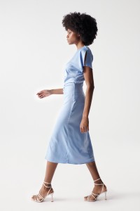 MIDI DRESS WITH RUCHED EFFECT