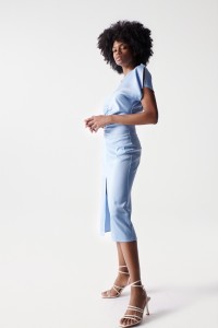 MIDI DRESS WITH RUCHED EFFECT