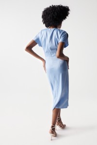 MIDI DRESS WITH RUCHED EFFECT