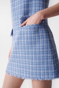 TEXTURED BLUE TWEED DRESS